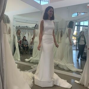 Elegant Boatneck Wedding Dress